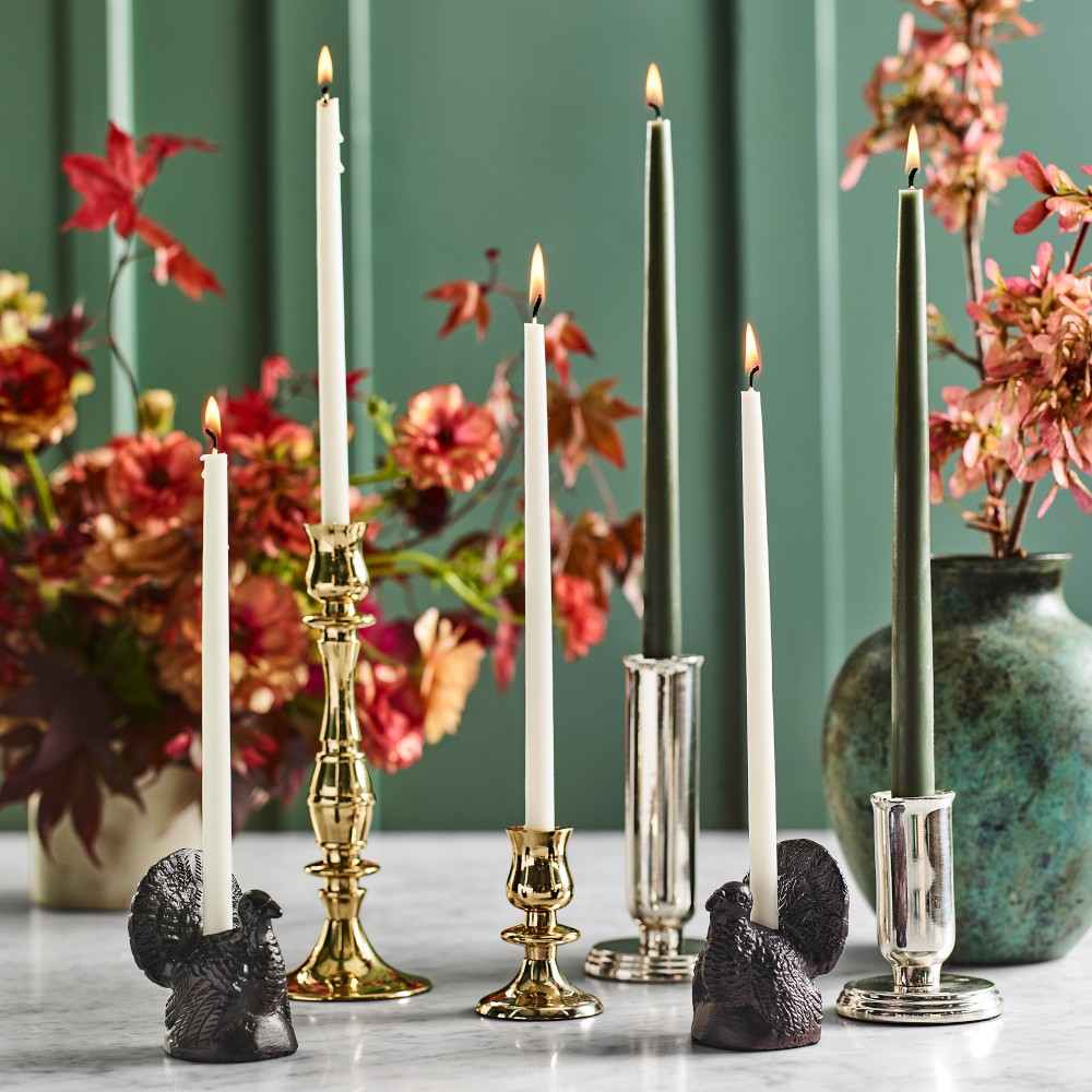 Bronze Turkey Tiny Taper Holders, Set of 2 | Williams-Sonoma