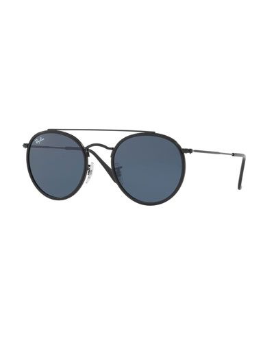 Monochromatic Round Metal Sunglasses | Neiman Marcus
