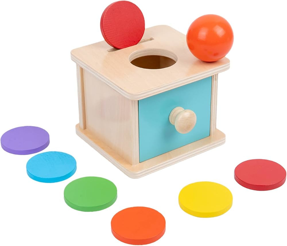 Adena Montessori Baby Toys Coin Box with Ball Blue Door Great Gift for 6-12 Months 1 2 Years Old ... | Amazon (US)