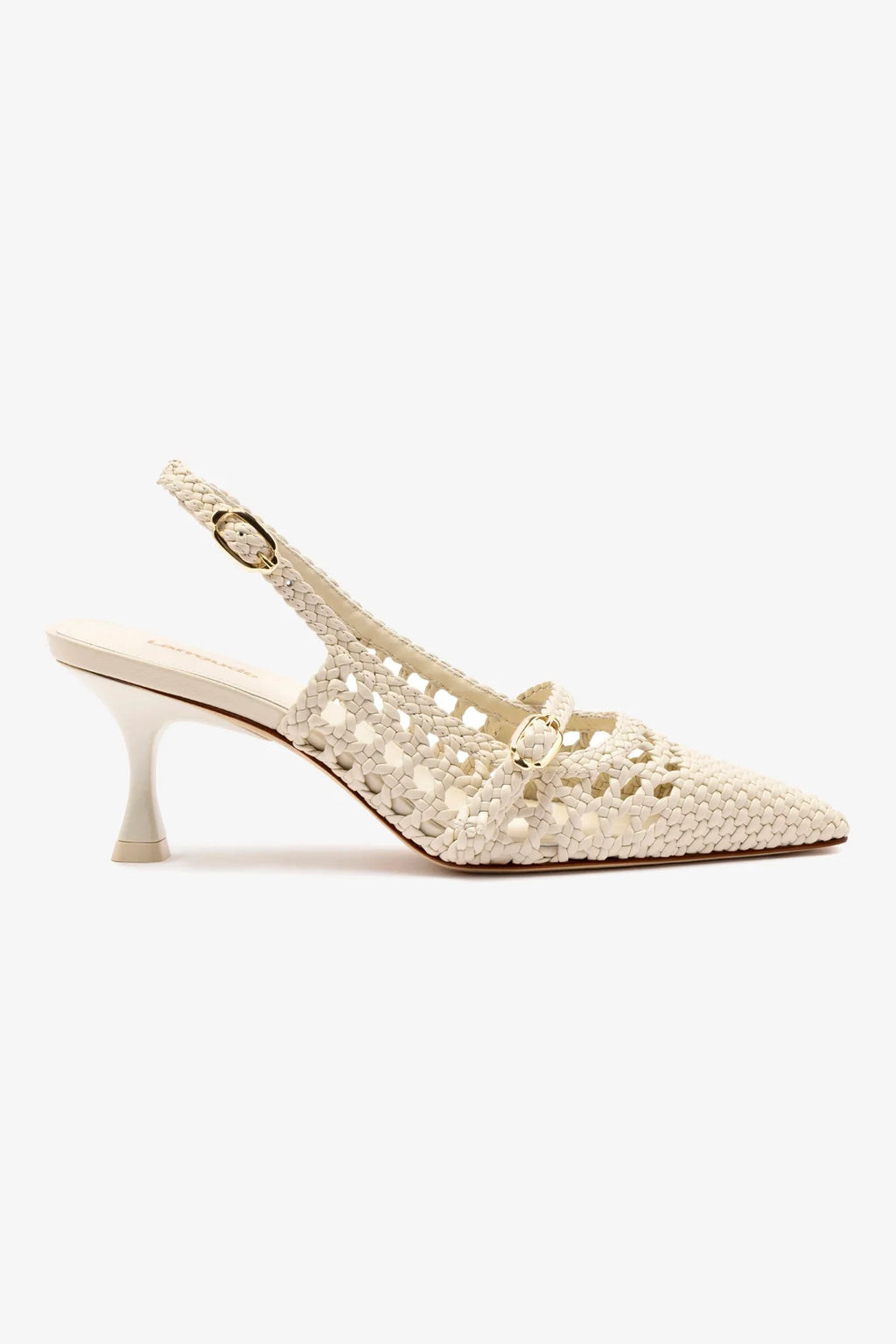 Ines Macrame Pump In Ivory Leather | Larroude