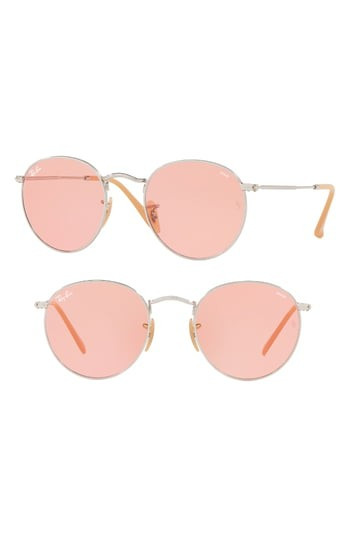 Women's Ray-Ban 53Mm Evolve Photochromic Round Sunglasses - Pink | Nordstrom
