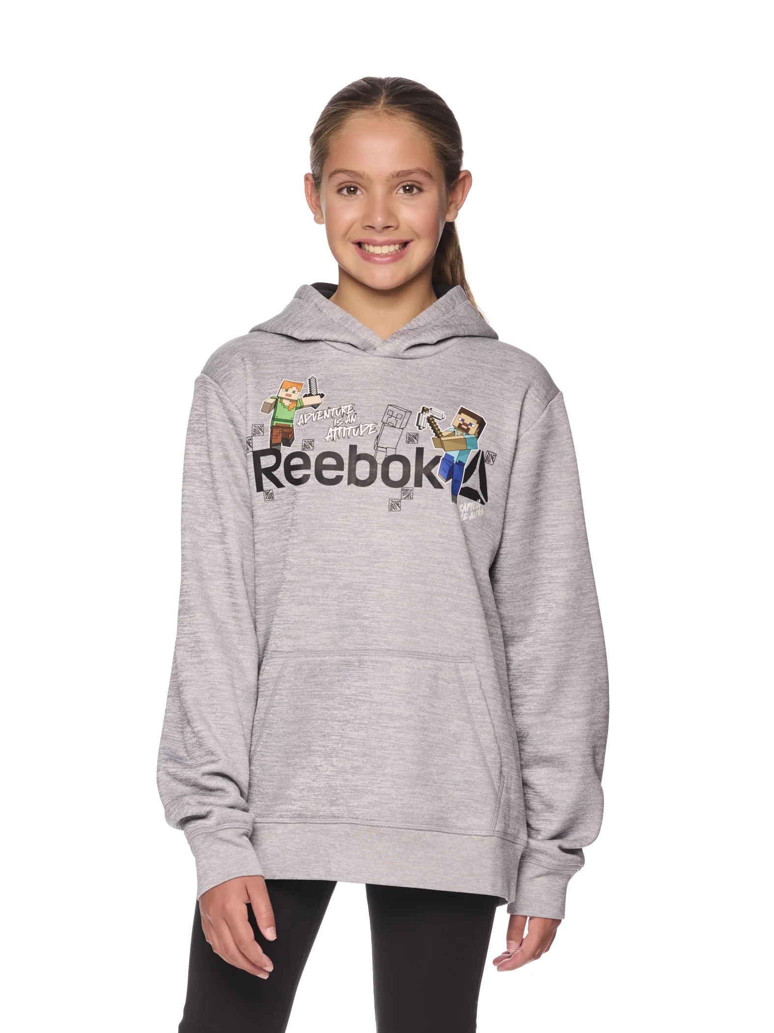 Reebok Kid's Unisex Minecraft Gray Pullover Hoodie, Sizes 4-18 | Walmart (US)