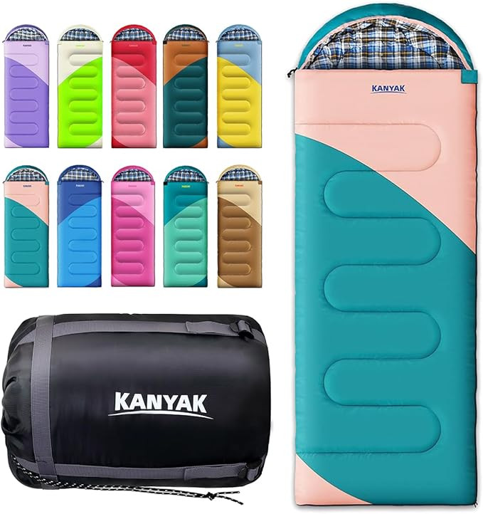 Camping Sleeping Bag, 32℉ Sleeping Bags for Adults Kids Teens Cold Weather Warm Sleeping Bag Wi... | Amazon (US)