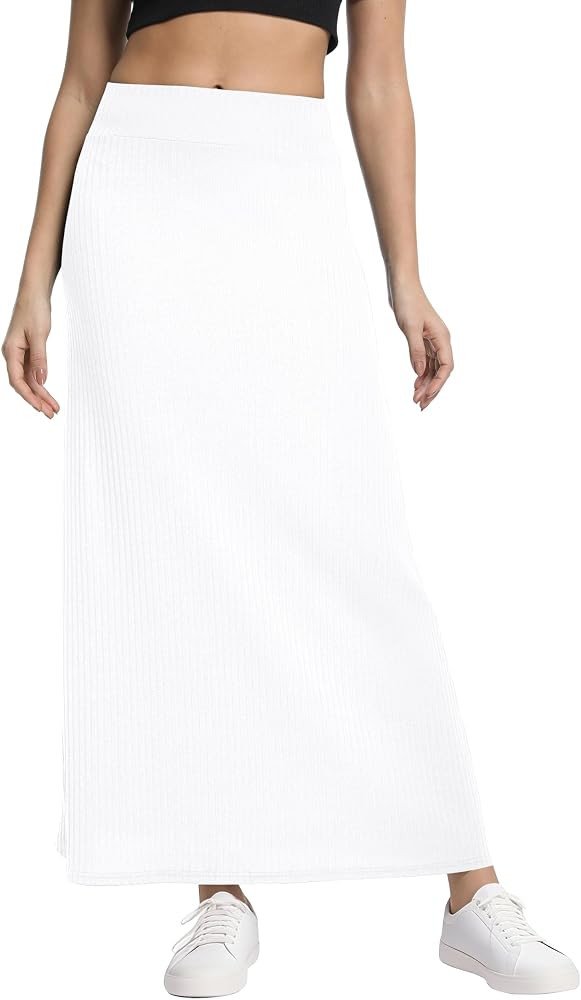 Urban CoCo Women's High Waist A-Line Maxi Skirt Comfy Ribbed Knit Long Skirt | Amazon (US)