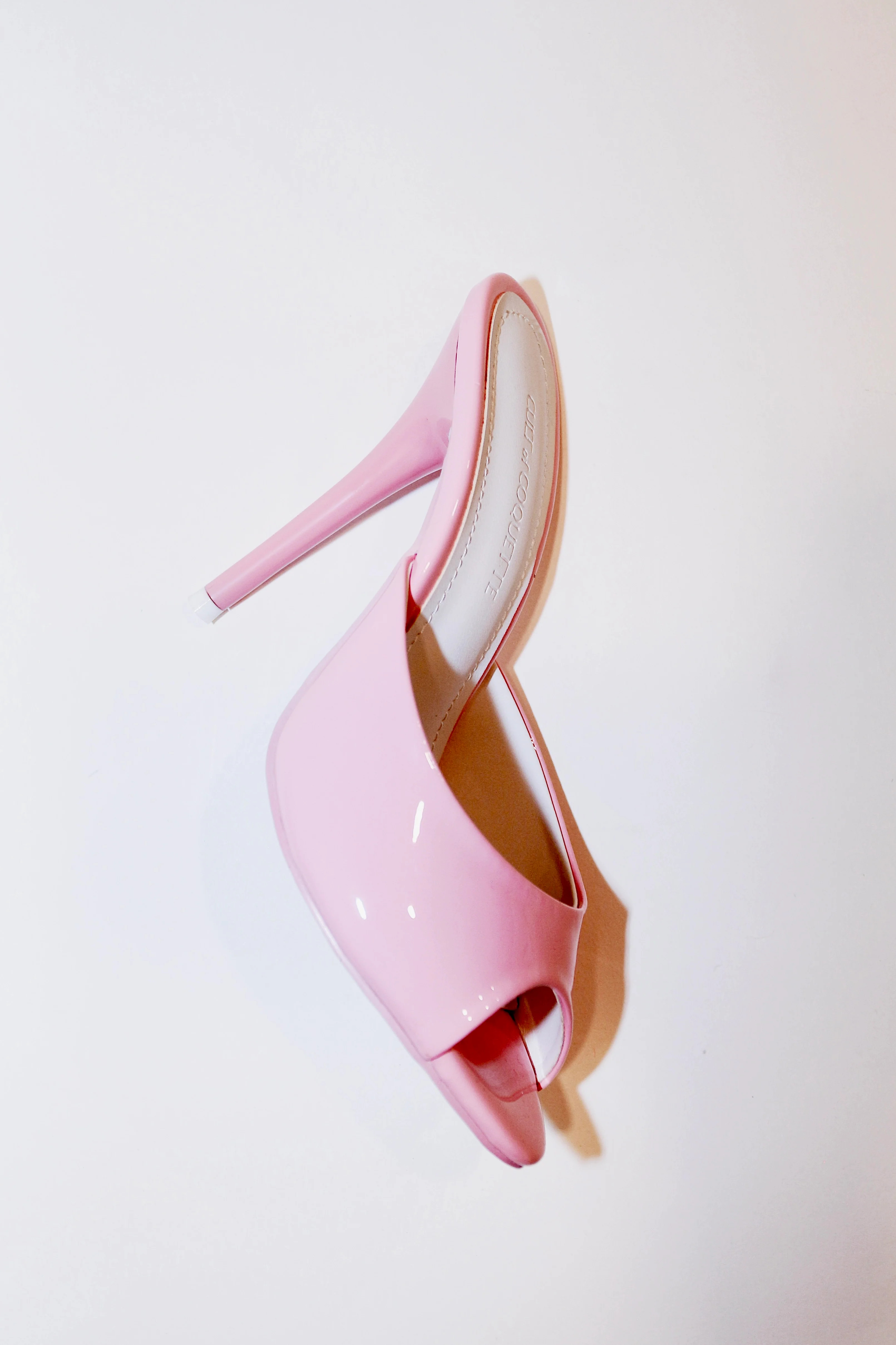 Ford Pink Patent Vegan Leather Open Toe Mules | CULT OF COQUETTE
