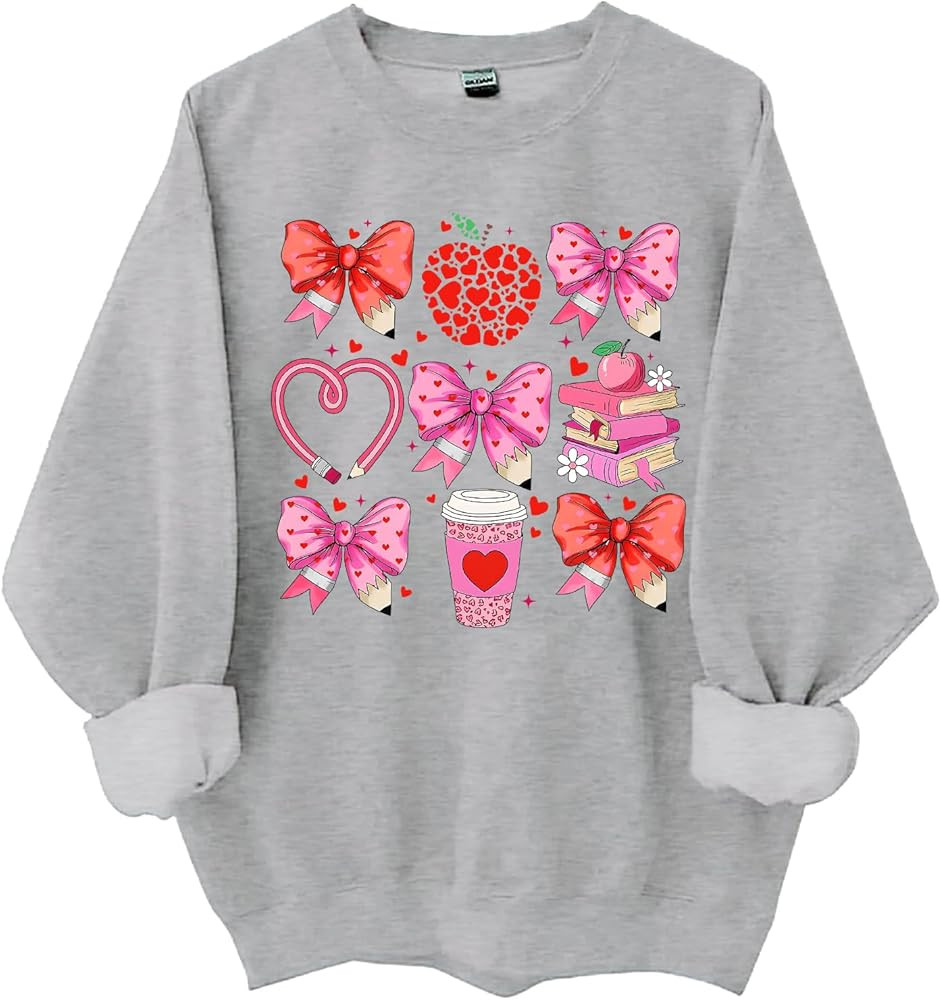 Teacher Valentines Sweatshirt Valentines Day Shirts For Women Man Valentine's Day Teacher Pencil ... | Amazon (US)