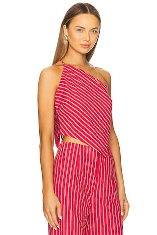 Line & Dot Claudine Asymmetrical Top in Red from Revolve.com | Revolve Clothing (Global)