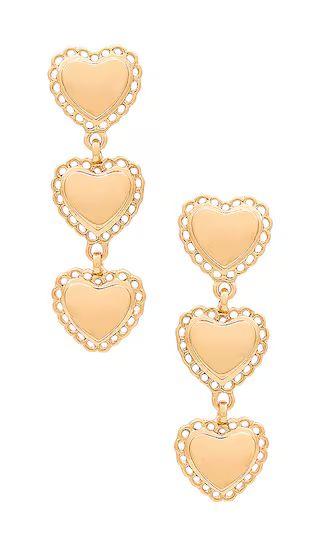 Trio Heart Earrings in Gold | Revolve Clothing (Global)