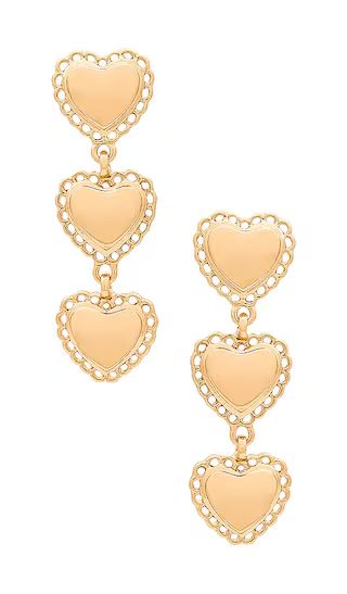 Trio Heart Earrings in Gold | Revolve Clothing (Global)