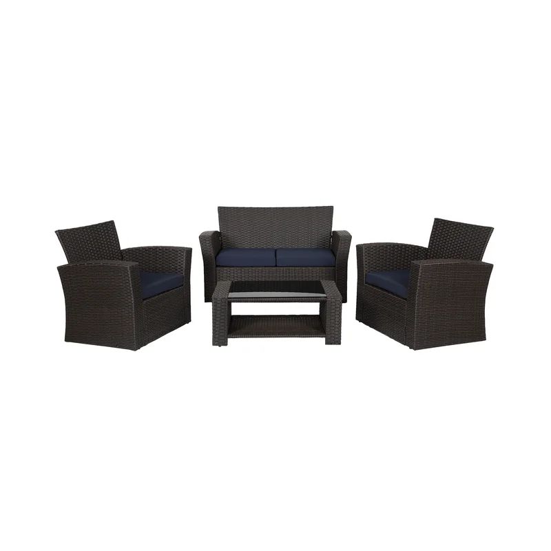 Alfonso Wicker/Rattan 4 - Person Seating Group with Cushions | Wayfair Professional