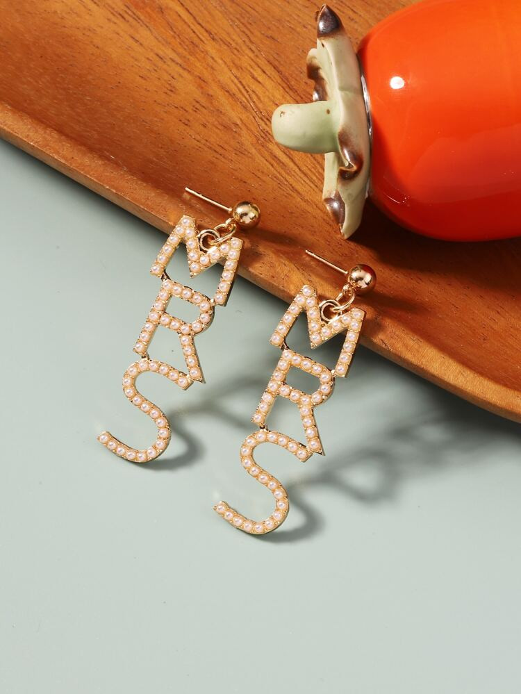 Rhinestone Letter Drop Earrings | SHEIN