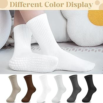 Justay 6 Pairs Pilates Socks with Grips for Women Soft Non Slip Crew Cotton Athletic Workout Barr... | Amazon (US)
