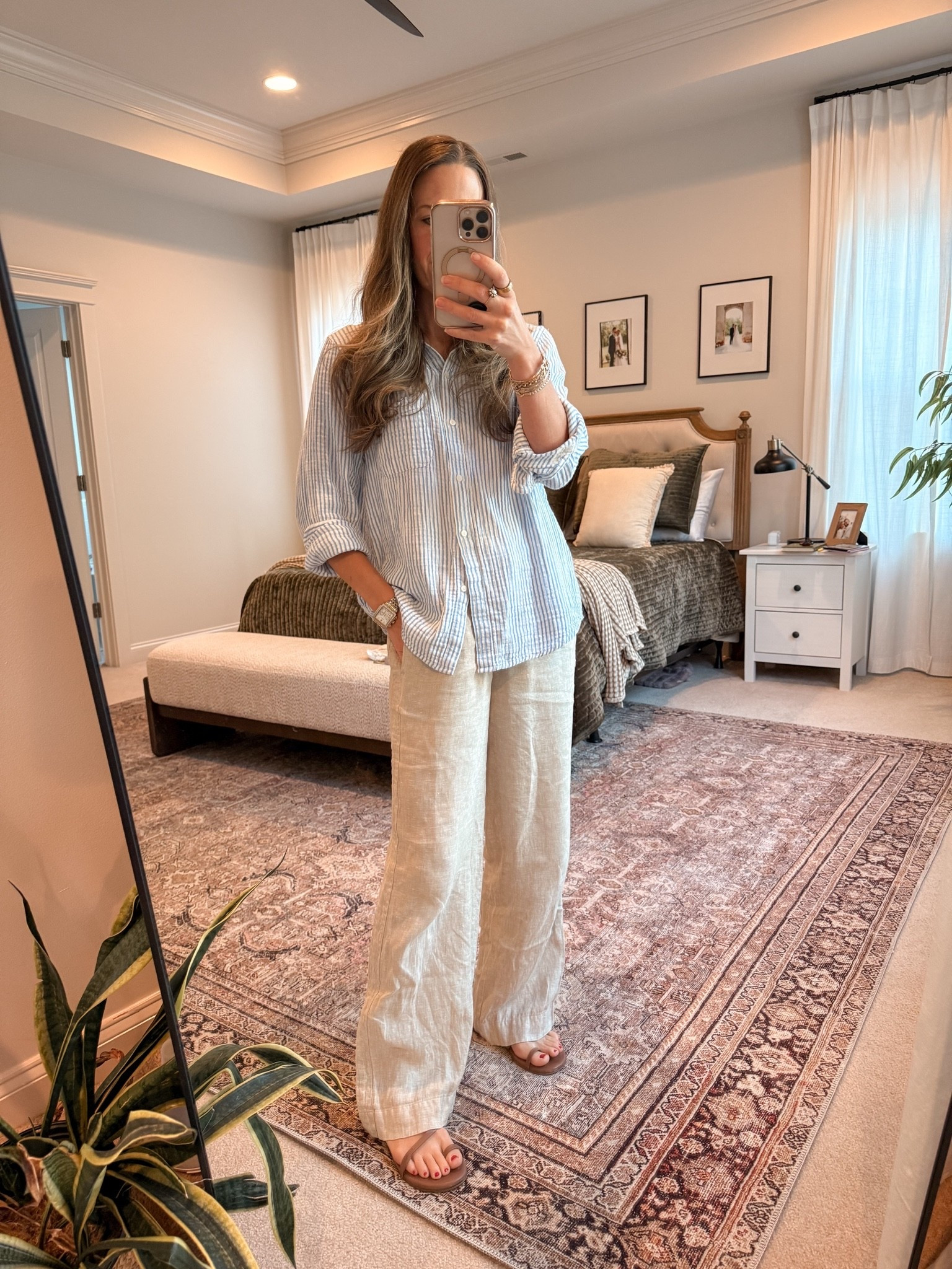 Quince linen outfit for summer 🤍 Wearing the Quince gauze button down in size S with Quince linen pants in XS / 30” length and TKEES sandals. Lightweight, breathable, and easy for a summer capsule wardrobe, vacation outfit, travel outfit, or casual everyday mom style.

Use my Quince code: INFG-26LINENANDLIGHTCO10

#LTKootd #LTKSeasonal #LTKgrwm