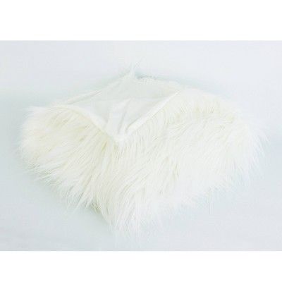 Kari Keller Faux Mongolian Decorative Throw White - Décor Therapy | Target