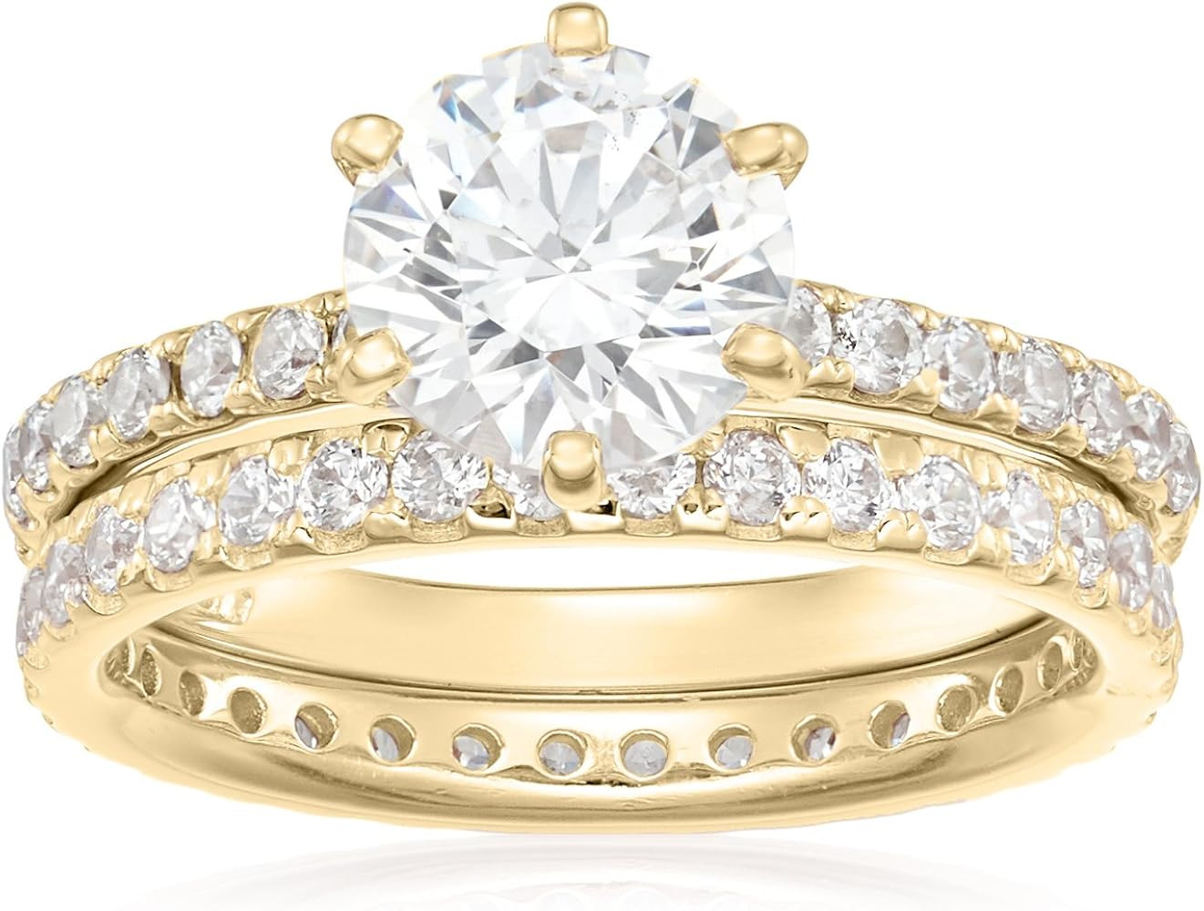 Platinum or Gold Plated Sterling Silver Round Ring Set made with Swarovski Zirconia | Amazon (US)