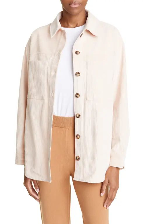 Monrow Oversize Corduroy Shacket in Light Taupe at Nordstrom, Size Medium | Nordstrom