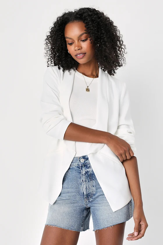 Miss Punctuality White Lightweight Blazer | Lulus