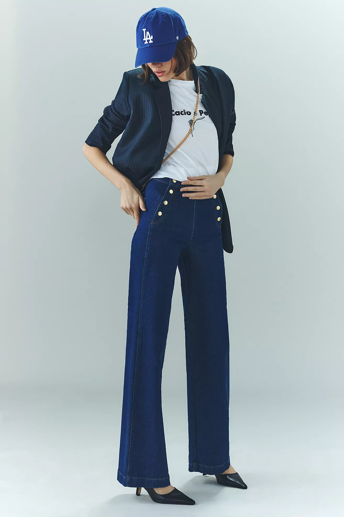 Frame Sailor Snap High-Rise Wide-Leg Jeans | Anthropologie (US)