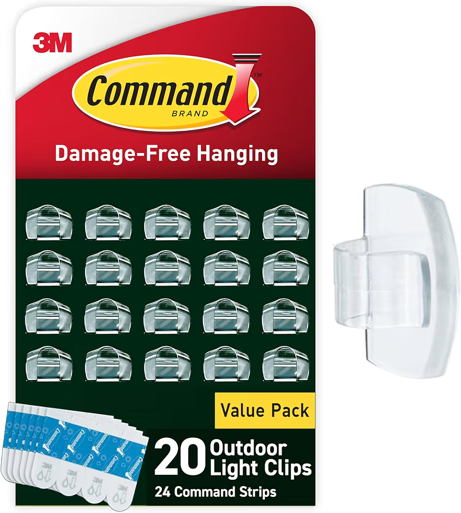 Command Outdoor Light Clips, 20 Clear Organizers and 24 Strips, Damage-Free Hanging with Weather ... | Amazon (US)