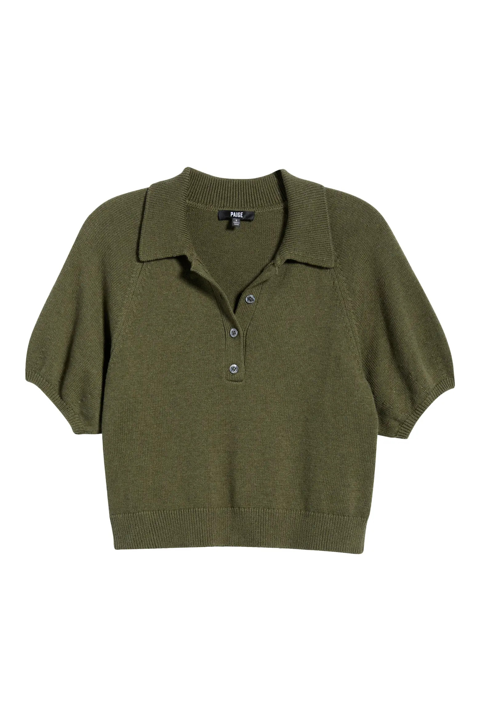 Birch Puff Sleeve Organic Cotton Blend Polo Sweater (Women) | Nordstrom | Nordstrom