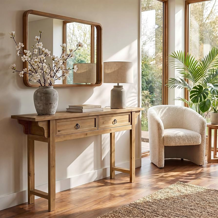 Solid Wood Entryway Table, 63" Long Narrow Console Table | Amazon (US)