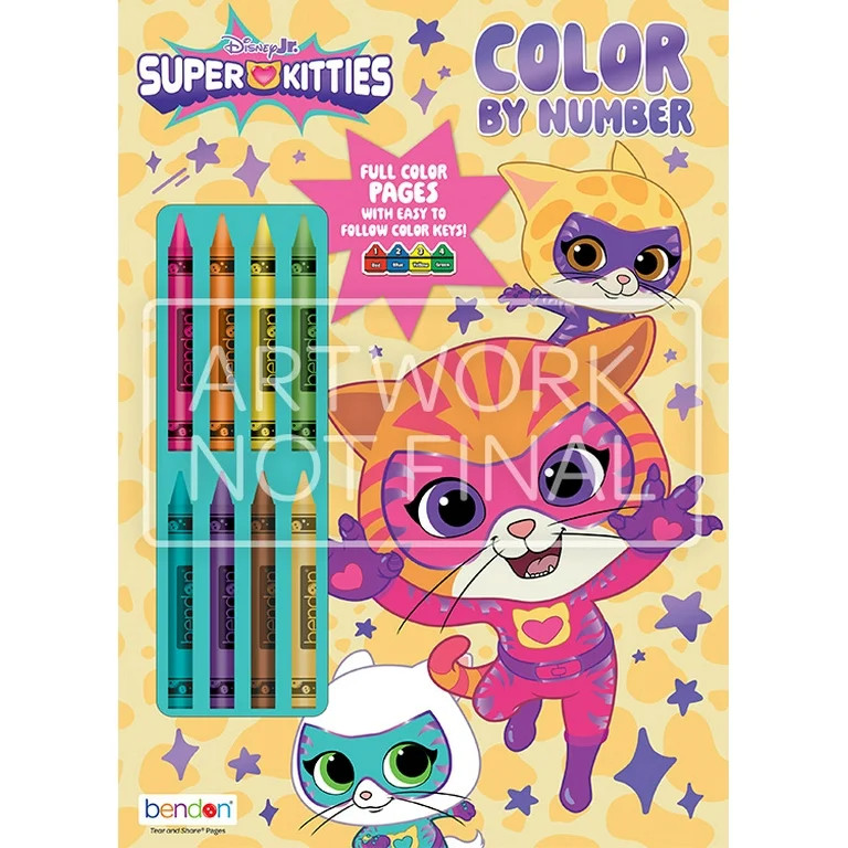 Disney Jr Super Kitties 32-Page Color By Number Activity Book with Crayons, by Bendon | Walmart (US)