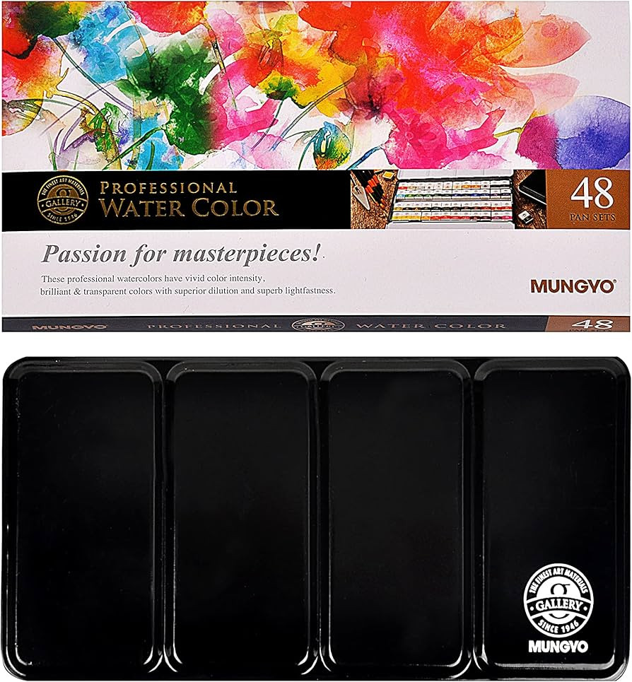 Mungyo Professional Half Pan Size Water Colors Set in Tin Case/Integral Mixing Palette in The lid... | Amazon (US)