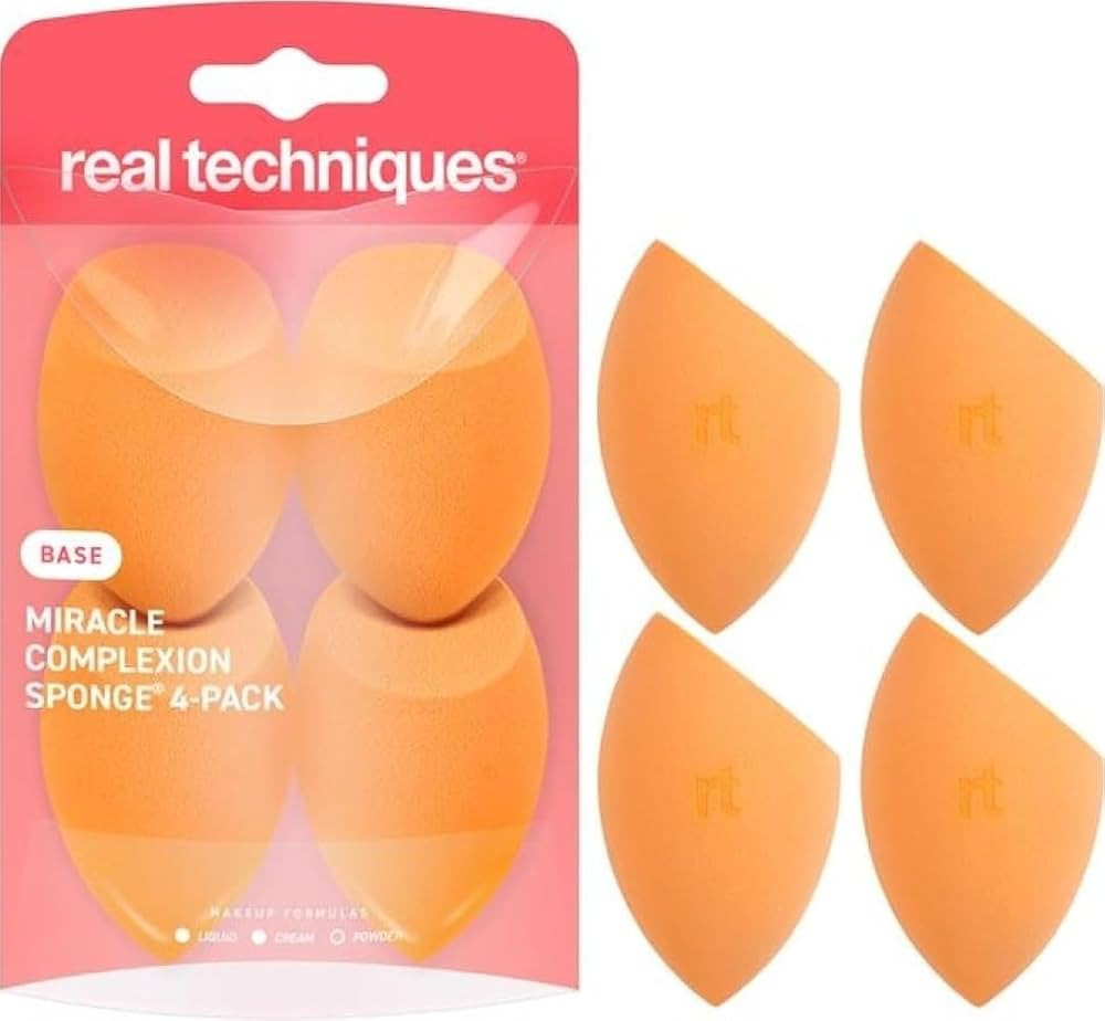 Real Techniques Miracle Complexion Sponge, 4 Pack, Makeup Blending Sponges | Amazon (US)