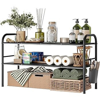 NETEL Under Sink Organizer, Expandable Cabinet Shelf Organizer 2 Tier Under Storage Rack with Rem... | Amazon (US)