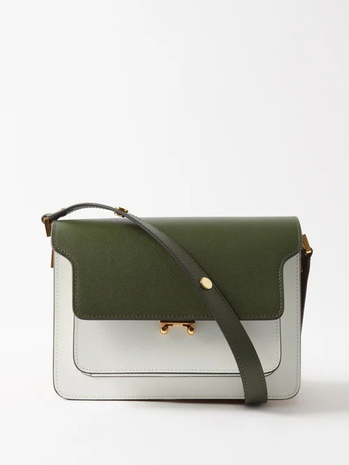 Marni - Trunk Medium Colour-block Leather Shoulder Bag - Womens - Green White | Matches (US)