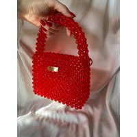 Red Beaded Bag, Elegant Evening Handmade Gift For Women, Crystal Purse, Shiny Beads Bag Phone, Red Crossbody | Etsy (US)