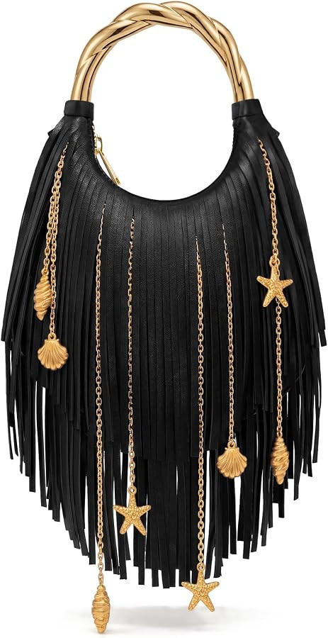 JW PEI Women's Chloe Metal Handle Fringe Top Handbag | Amazon (US)