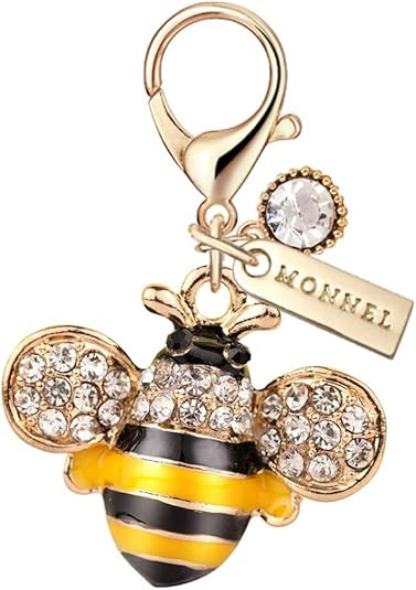 MC30 MONNEL Crystal Yellow Bee Lobster Clasp Charm Pendant with Velvet Bag (1 piece) | Amazon (US)