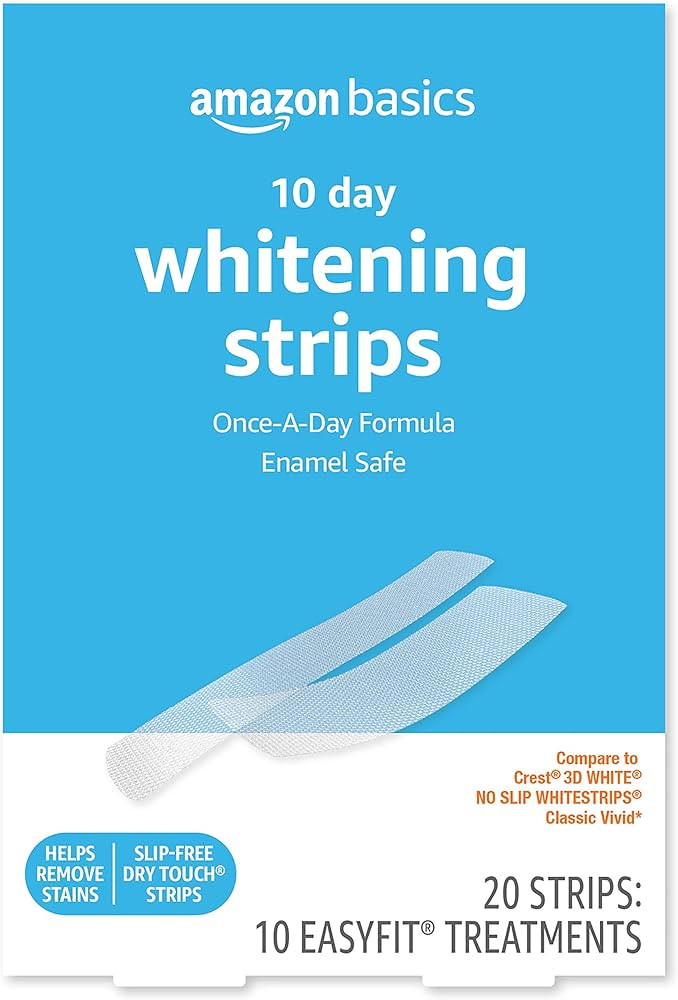 Amazon Basics 10 Day Teeth Whitening Strips Kit, 20 Count (Previously Solimo) | Amazon (US)