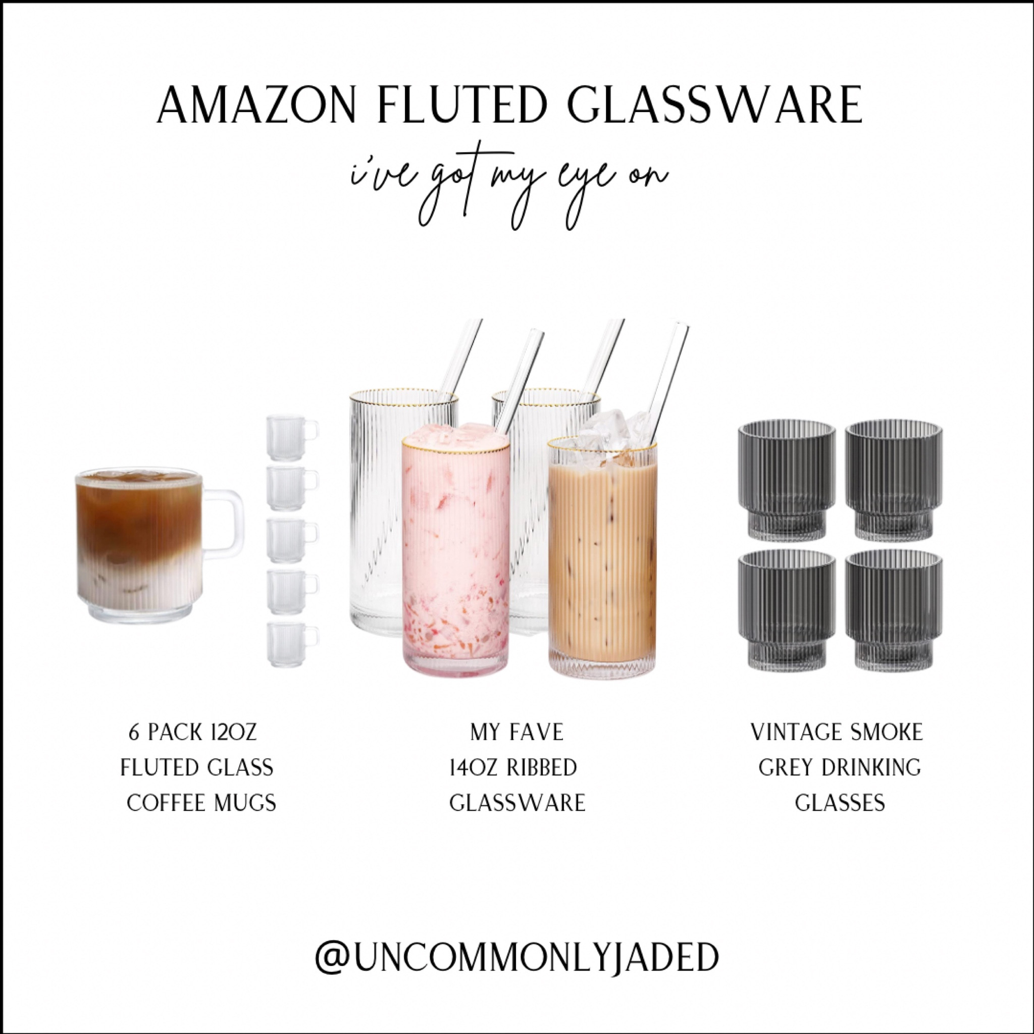 H O M E / fluted glassware finds I’ve got my eye on from Amazon Canada

+ 6 pack 12oz fluted glass coffee mugs
+ obsessed with this 14oz ribbed glassware set
+ 4 pack vintage smoke grey drinking glasses

kitchen decor

#LTKstyletip #LTKhome #LTKunder100