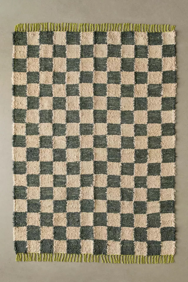 Checkerboard Shaggy Rug | Urban Outfitters (US and RoW)