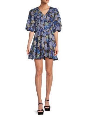 Rachel Parcell Floral Linen Blend Mini Dress on SALE | Saks OFF 5TH | Saks Fifth Avenue OFF 5TH