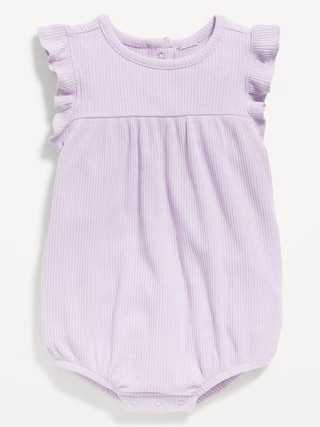 Unisex Ruffle-Sleeve Rib-Knit Romper for Baby | Old Navy (US)