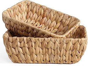Small Wicker Baskets for Organizing 2 Pack, Wicker Storage Baskets Set, Hand Woven Baskets for St... | Amazon (US)