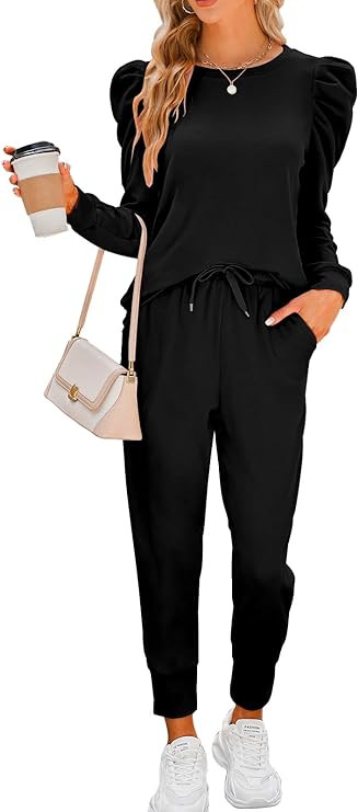 Onedreamer Sweatsuits for Women 2 Piece Outfits Puff Long Sleeve Crewneck Pullover Sweatshirt Jog... | Amazon (US)