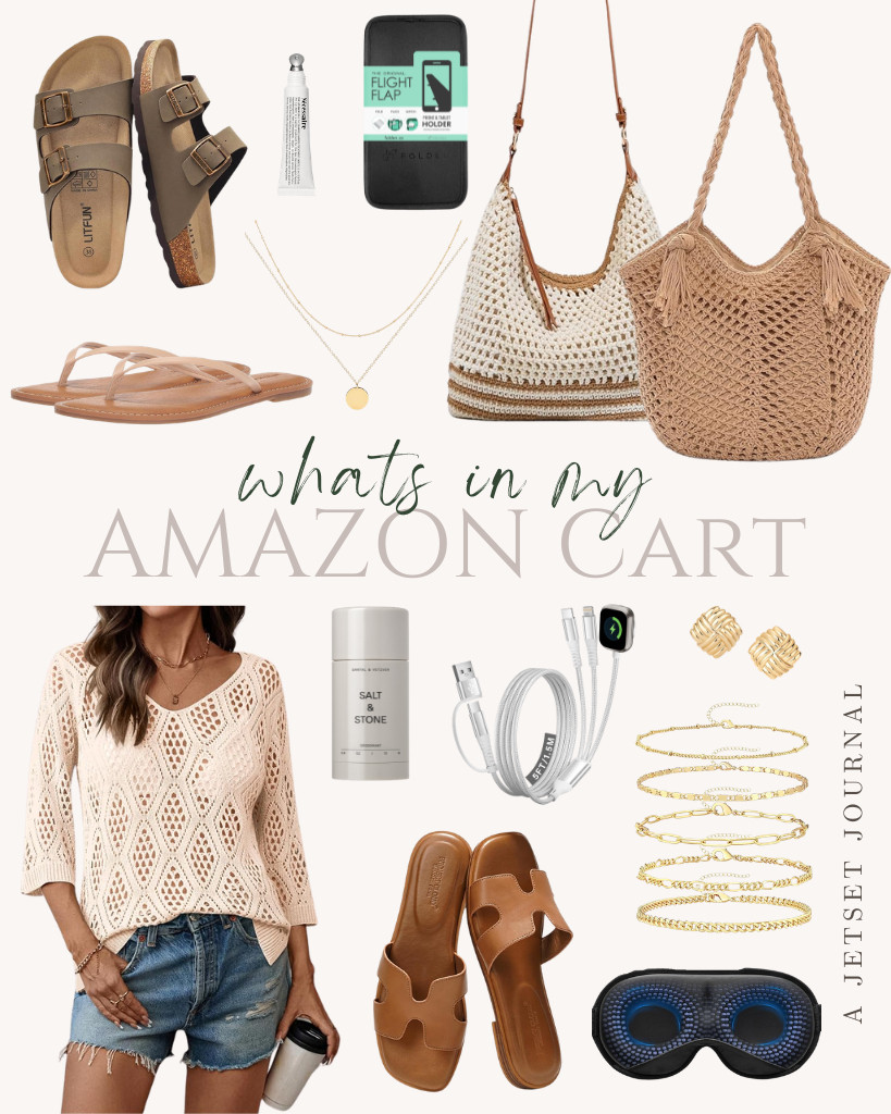Excited to share what’s in my Amazon Cart! All are top-selling finds, like the LOMON ¾-sleeve crochet top and sandals from Amazon Essentials and Project Cloud, plus a Pleneal crochet beach bag. I also added some accessories like a Gokeey gold bracelet set and this cute layered heart necklace. This bestselling Nécessaire lip balm is also here!

#LTKSeasonal #LTKSaleAlert #LTKTravel
 

 