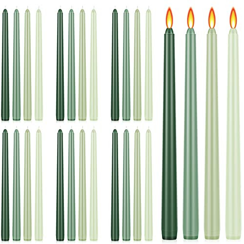 Treela 24 Pcs Green Gradient Color Taper Candles 12 Inch Scented Smokeless Candle Sticks Long Tall Burning Candlesticks for Valentine Dating Hanukkah Home Decor Advent Christmas | Amazon (US)