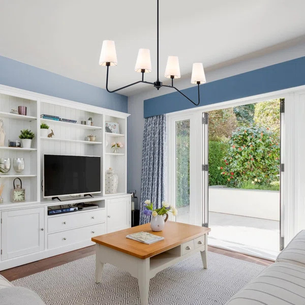 4 - Light Kitchen Island Linear Pendant Classic Linear Chandelier Fabric | Wayfair North America