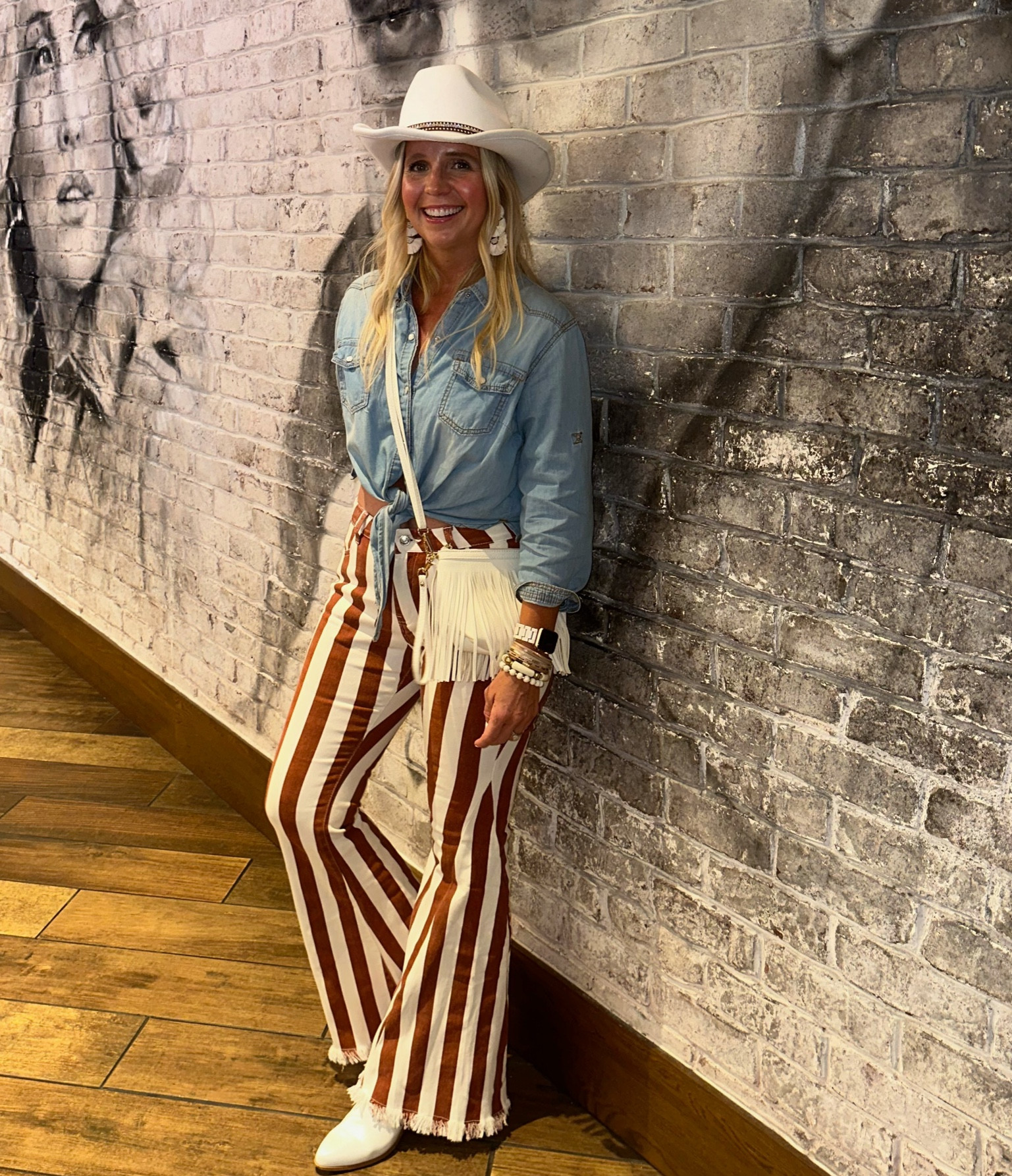 I got so many compliments when I wore these striped bell bottoms out in Nashville! Love the frayed hem too! I'm 5'4 and wearing a size 4. Can't wait to wear them again to a country concert!

#LTKShoeCrush #LTKFindsUnder100 #LTKSaleAlert