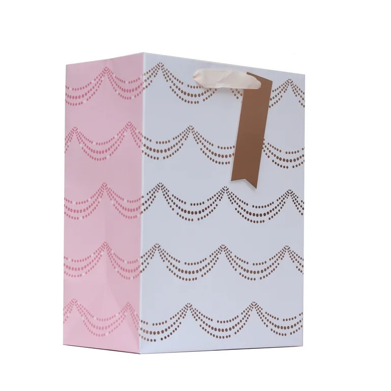 Medium Multicolor Metallic Garland Christmas Paper Gift Bag, 7.5" x 4.5" x 9.87", by Holiday Time | Walmart (US)