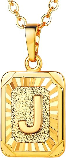 U7 Monogram Necklace A-Z 26 Letters Pendants 18K Gold/Platinum Plated Square Tiny Initial Necklac... | Amazon (US)