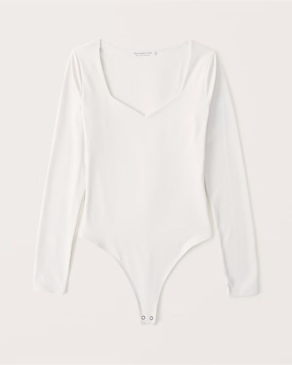 Long-Sleeve Double-Layered Seamless Sweetheart Bodysuit | Abercrombie & Fitch (US)