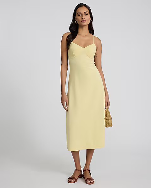 Sweetheart Sleeveless Midi Fit And Flare Sweater Dress | Express