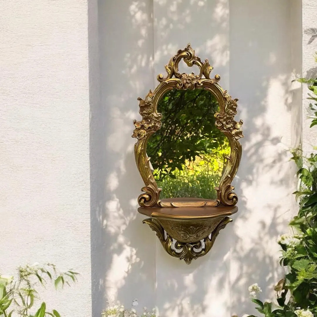 1970 Vintage Syroco Art Wall Mirror With Integrated Shelf * Ornate Gold Tone - Etsy | Etsy (US)