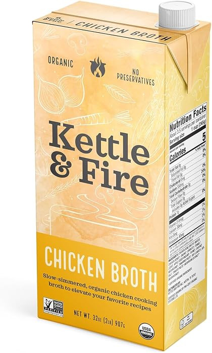 Kettle & Fire KETTLE & FIRE Organic Chicken Broth, chicken,kettle, 32 Oz | Amazon (US)